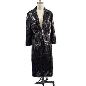 Vtg The Limited  Black Paillette Sequins Skirt Set Suit Fully Lined Sz M Evening